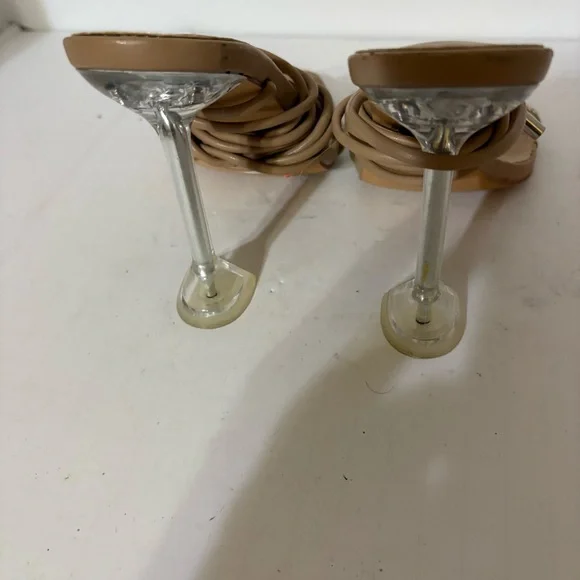 So Me Beige Strappy Heels with Rhinestones - Picture 5 of 7